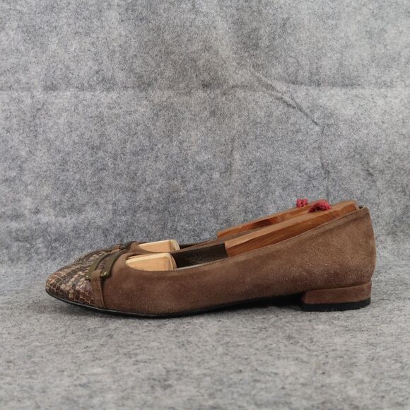 Stuart Weitzman Shoes Womens 6.5 Loafer Flats Slip On Cap Toe Suede Snake Career - Picture 5 of 16